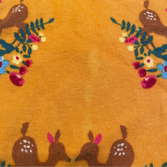 Hanna Andersson Mustard Yellow Deer Floral Pint Pajamas - Picture 2 of 4